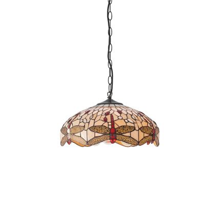 Endon 70824 - Полилей на верига Tiffany DRAGONFLY 3xE27/60W/230V Ø 41 см