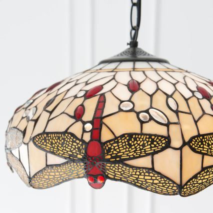 Endon 70824 - Полилей на верига Tiffany DRAGONFLY 3xE27/60W/230V Ø 41 см