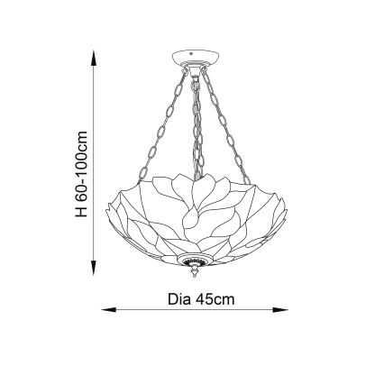 Endon 70946 - Полилей на верига Tiffany BOTANICA 3xE27/60W/230V пр. 45 cm