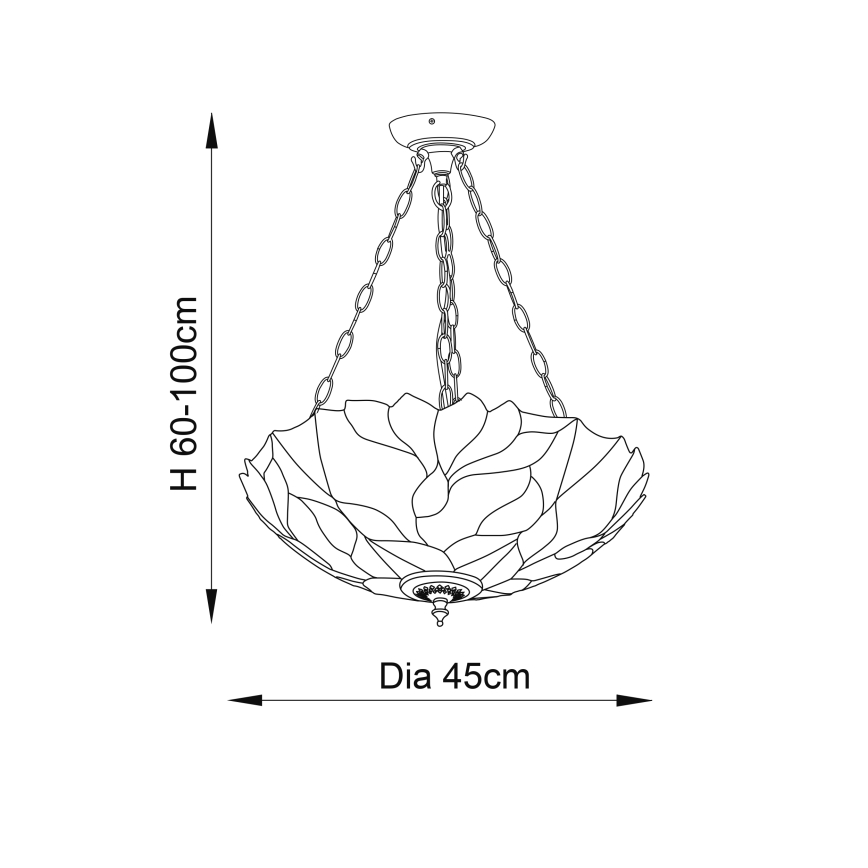 Endon 70946 - Полилей на верига Tiffany BOTANICA 3xE27/60W/230V пр. 45 cm