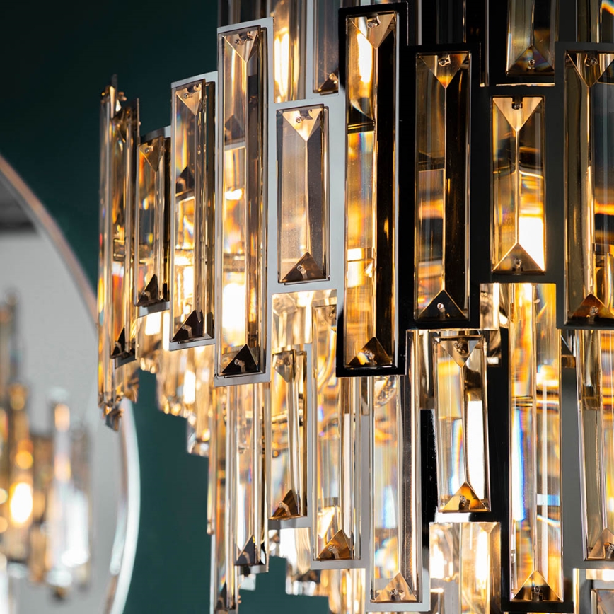 Endon 72744 - Кристален полилей на верига VIVIANA 12xE14/40W/230V лъскав хром/димчато стъкло