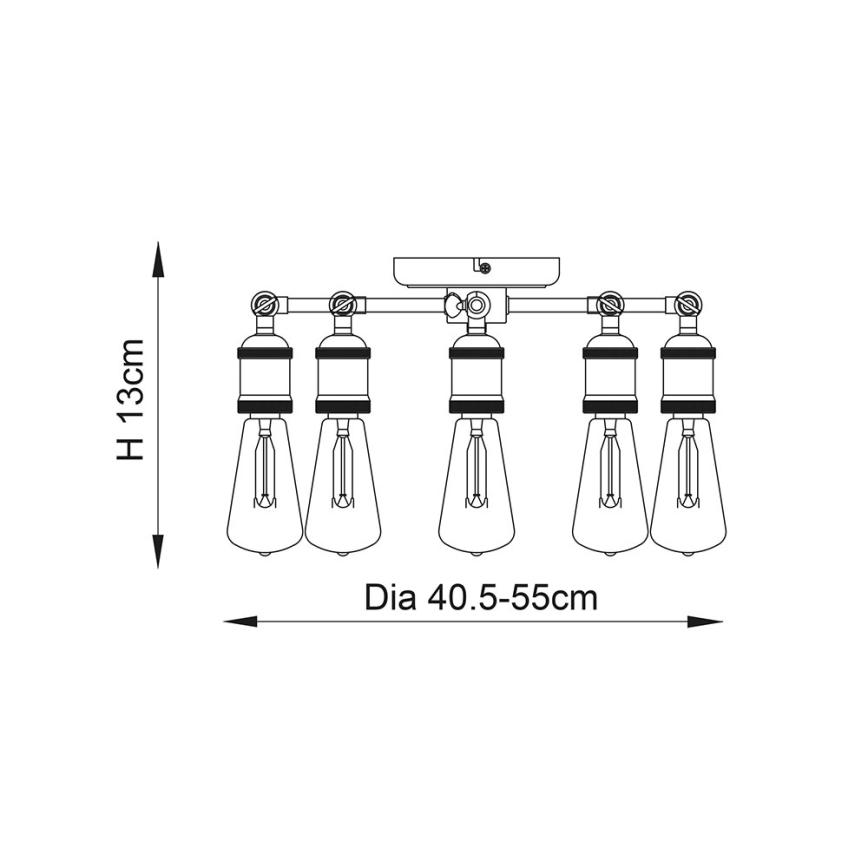 Endon 76336 - точково осветително тяло HAL 5xE27/40W/230V матов хром/медно