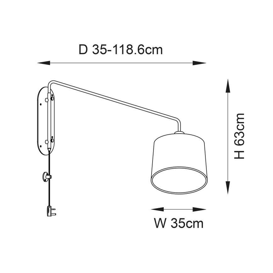 Endon 79380 - Стенна лампа CARLSON 1xE27/40W/230V сив/черен