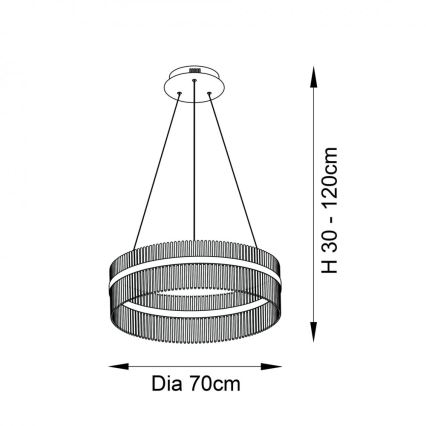 Endon 81908 - LED регулируема висяща лампа на кабел ADRIEL LED/58W/230V 3000K Ø 70 см златисто/прозрачно