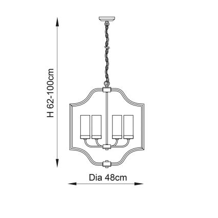 Endon 81914 - Полилей на верига EDREA 4xE14/6W/230V, месинг