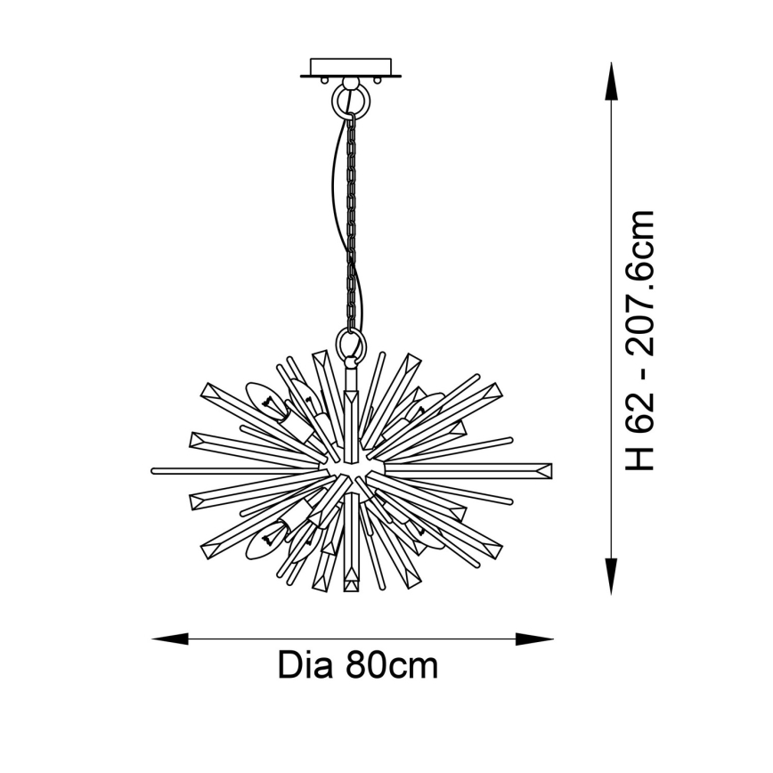 Endon 81935 - Полилей на верига 8xE14/40W/230V златен
