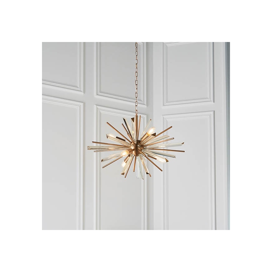 Endon 81936 - Златист полилей с верига 6xE14/40W/230V