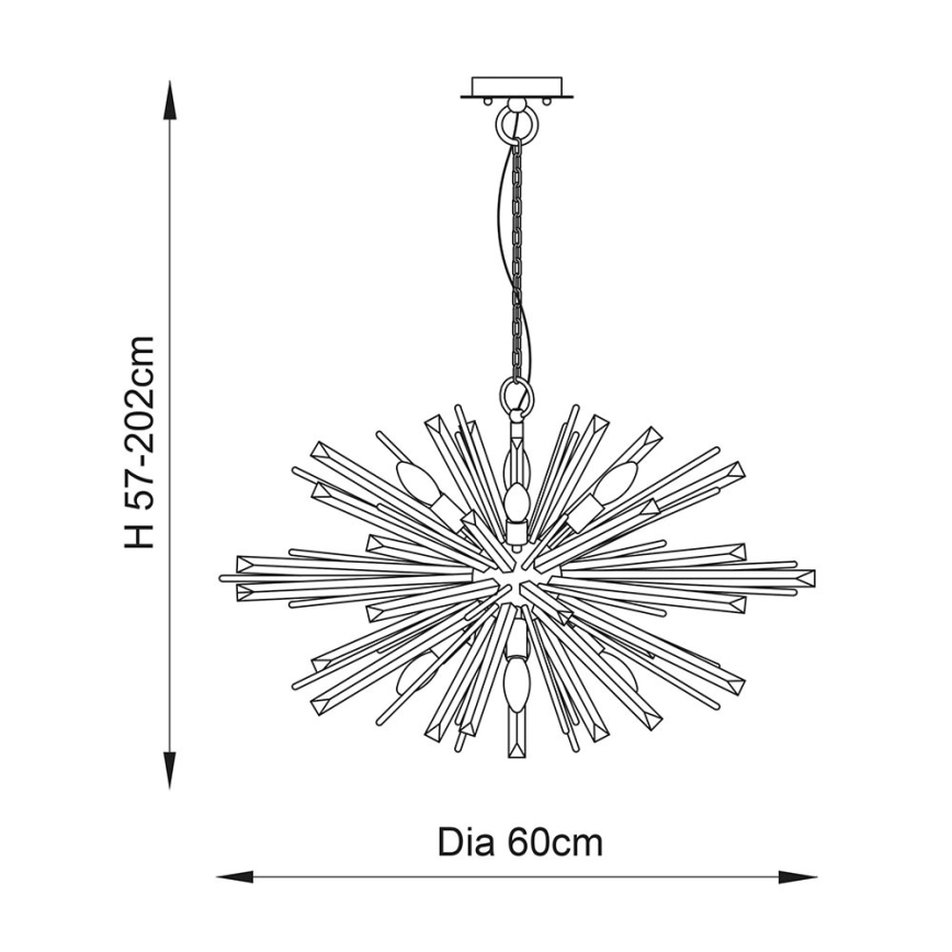 Endon 81936 - Златист полилей с верига 6xE14/40W/230V