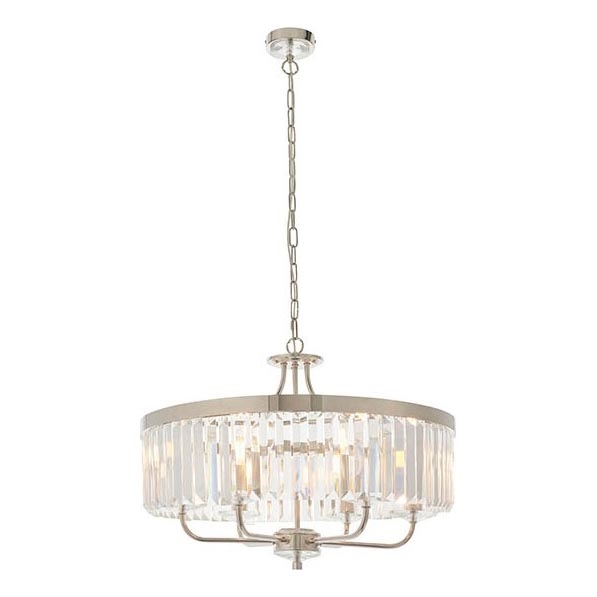 Endon 90263 - Полилей на верига CHESTERFIELD 6xE14/6W/230V диам. 55 см лъскав хром