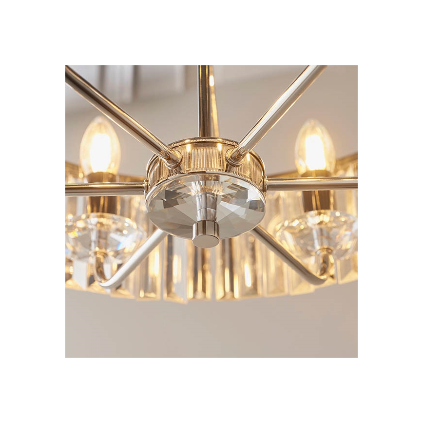 Endon 90263 - Полилей на верига CHESTERFIELD 6xE14/6W/230V диам. 55 см лъскав хром