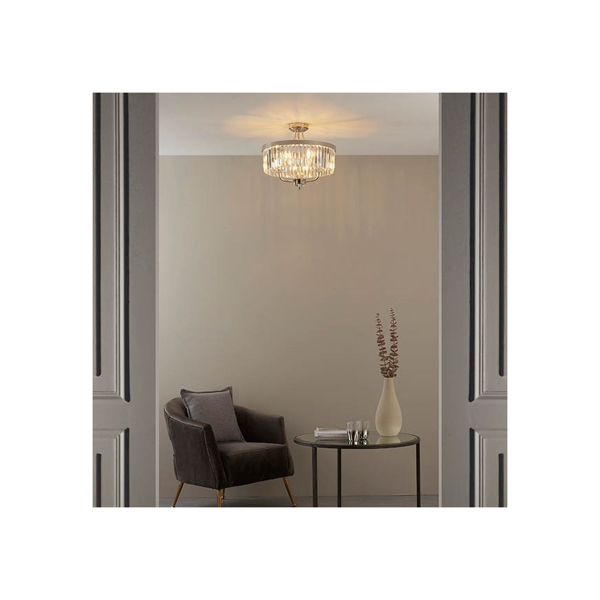 Endon 90264 - Таванен полилей за повърхностен монтаж CHESTERFIELD 3xE14/6W/230V Ø 45 см лъскав хром