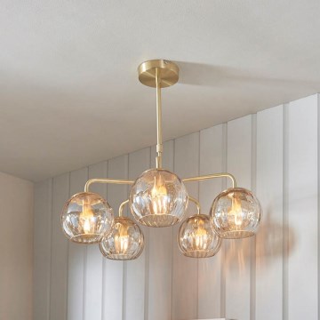 Endon 91969 - Полилей на тръба DIMPLE 5xE14/25W/230V златен