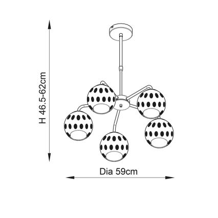 Endon 91969 - Полилей на тръба DIMPLE 5xE14/25W/230V златен