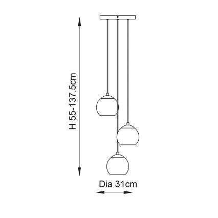 Endon 91971 - Полилей на кабел DIMPLE 3xE14/25W/230V златисто/опушено бежово