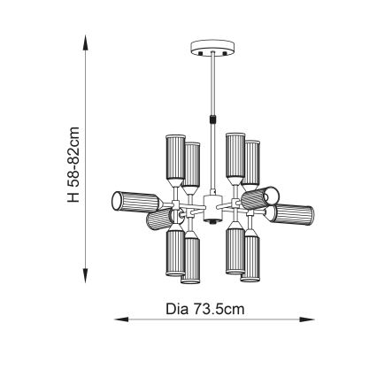 Endon 92214 - Полилей на тръба TOUR 12xG9/3W/230V месинг