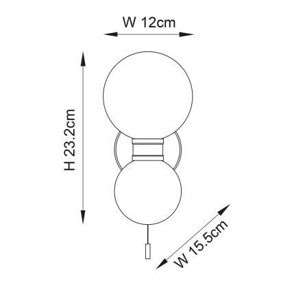 Endon 93523 - Стенен осветител за баня PULSA 2xG9/3W/230V IP44 черен