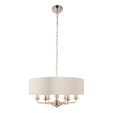 Endon 94357 - Полилей на верига HIGHCLERE 6xE14/40W/230V Ø 55 cm бежов/матов хром