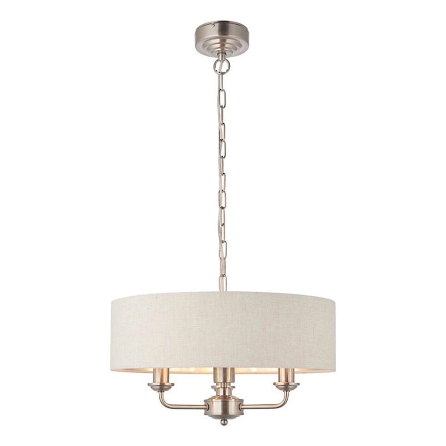 Endon 94361 - Пендел HIGHCLERE 3xE14/40W/230V бежов/матов хром Ø 45 cm