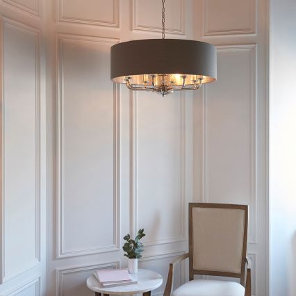 Endon 94373 - Пендел HIGHCLERE 6xE14/40W/230V сив/лъскав хром