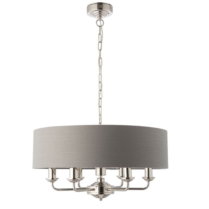 Endon 94373 - Пендел HIGHCLERE 6xE14/40W/230V сив/лъскав хром