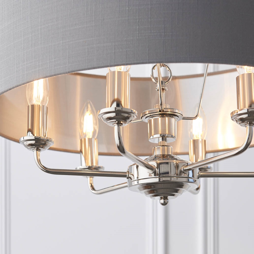 Endon 94373 - Пендел HIGHCLERE 6xE14/40W/230V сив/лъскав хром