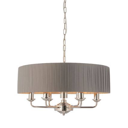 Endon 94397 - Пендел HIGHCLERE 6xE14/40W/230V сив/лъскав хром Ø 35 cm