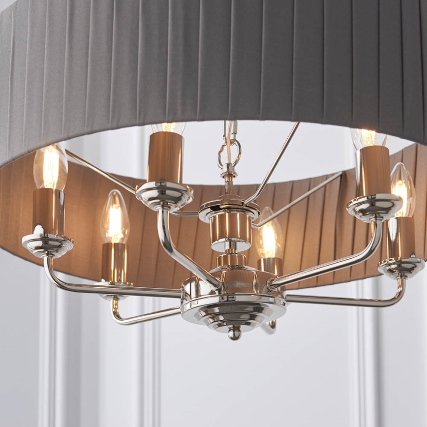 Endon 94397 - Пендел HIGHCLERE 6xE14/40W/230V сив/лъскав хром Ø 35 cm