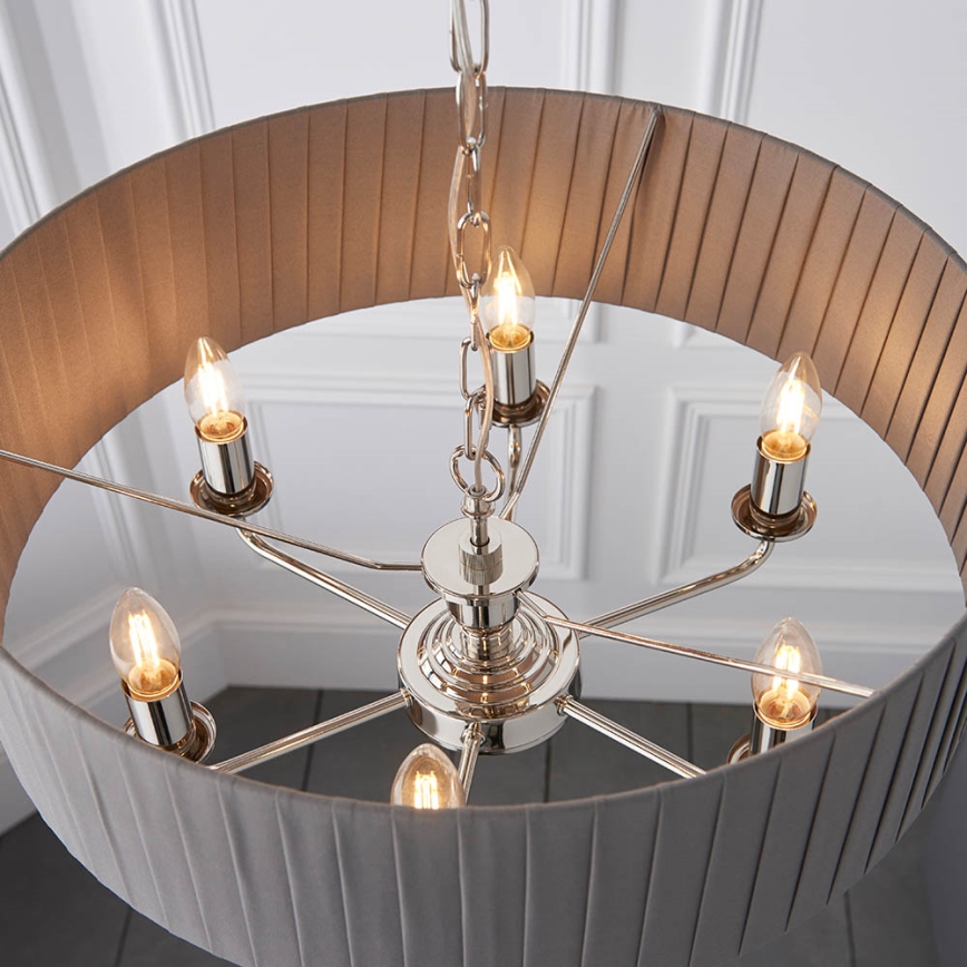 Endon 94397 - Пендел HIGHCLERE 6xE14/40W/230V сив/лъскав хром Ø 35 cm