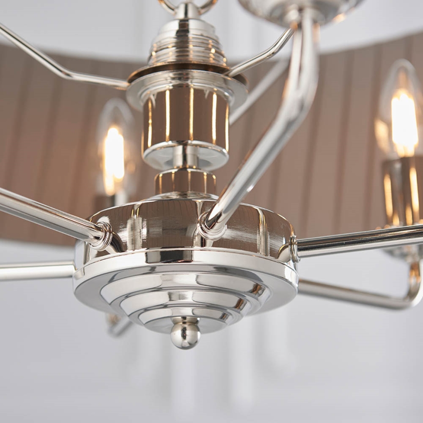 Endon 94397 - Пендел HIGHCLERE 6xE14/40W/230V сив/лъскав хром Ø 35 cm