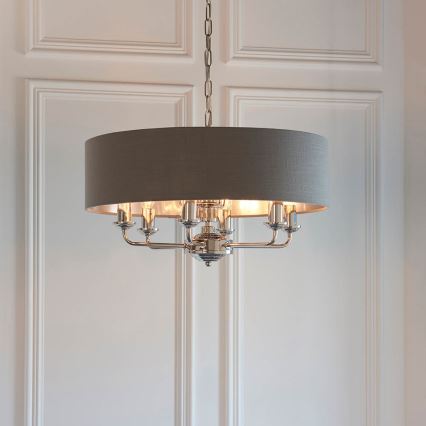 Endon 94415 - Пендел HIGHCLERE 8xE14/40W/230V сив/лъскав хром Ø 70 cm