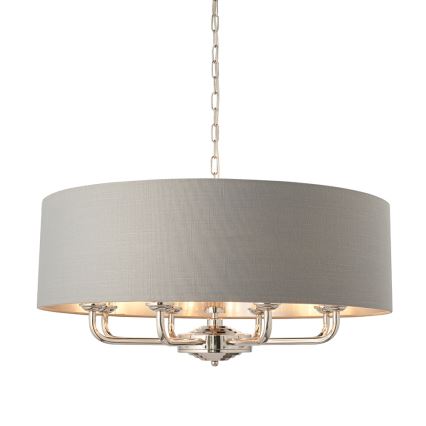 Endon 94415 - Пендел HIGHCLERE 8xE14/40W/230V сив/лъскав хром Ø 70 cm