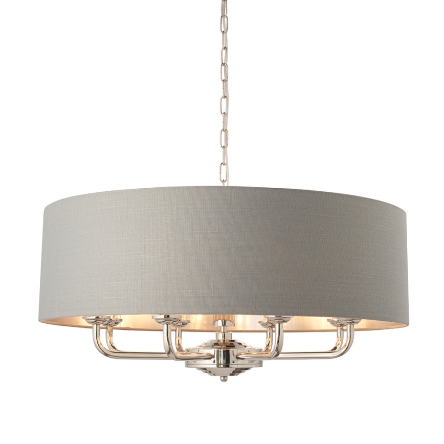 Endon 94415 - Пендел HIGHCLERE 8xE14/40W/230V сив/лъскав хром Ø 70 cm