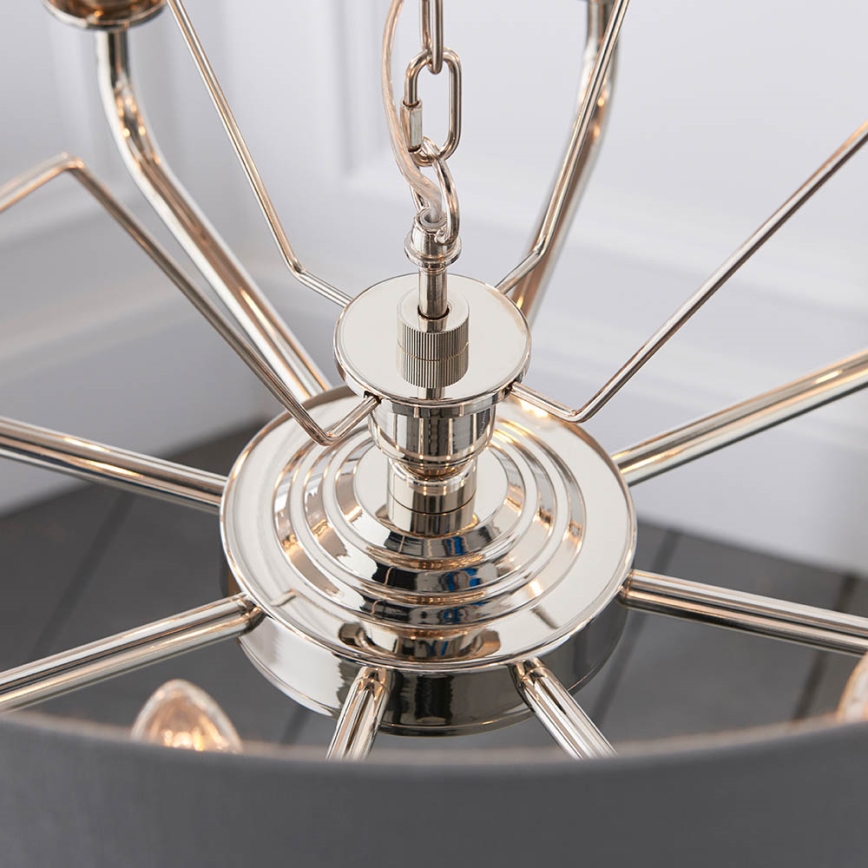 Endon 94415 - Пендел HIGHCLERE 8xE14/40W/230V сив/лъскав хром Ø 70 cm