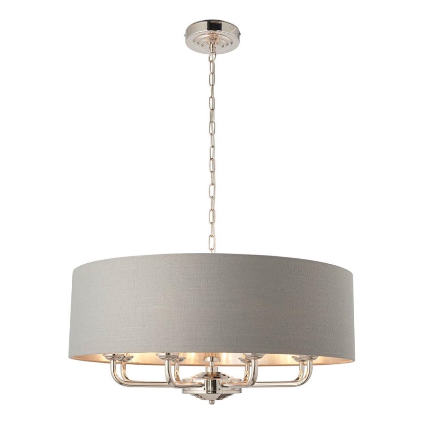 Endon 94415 - Пендел HIGHCLERE 8xE14/40W/230V сив/лъскав хром Ø 70 cm