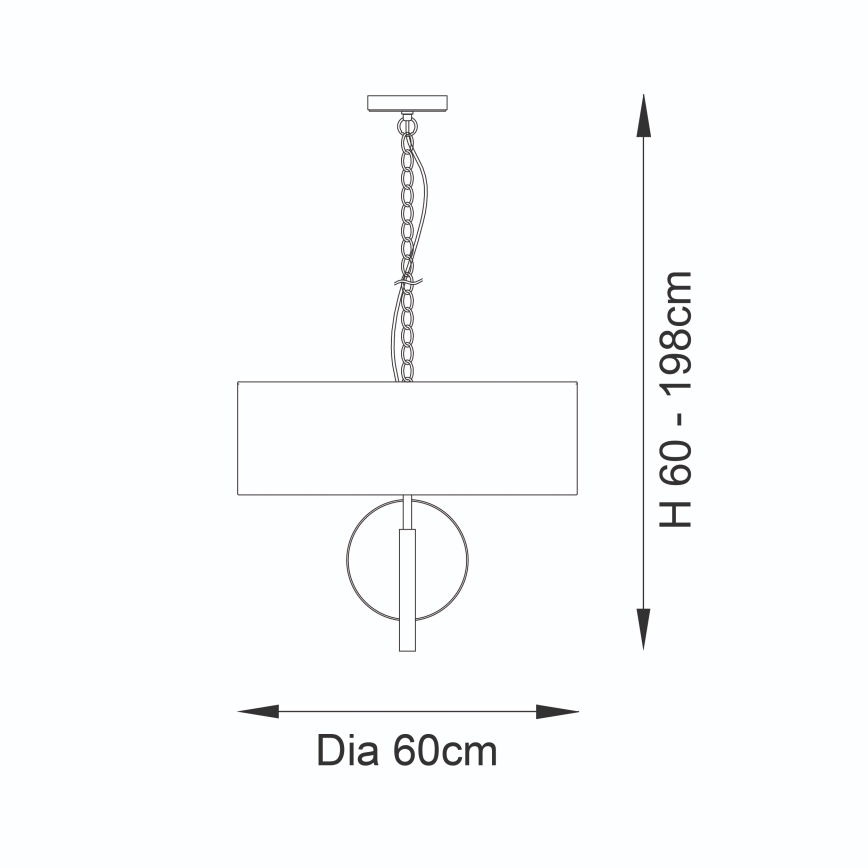 Endon 95212 - Полилей на верига 3xE27/10W/230V диаметър 60 см сив/месинг