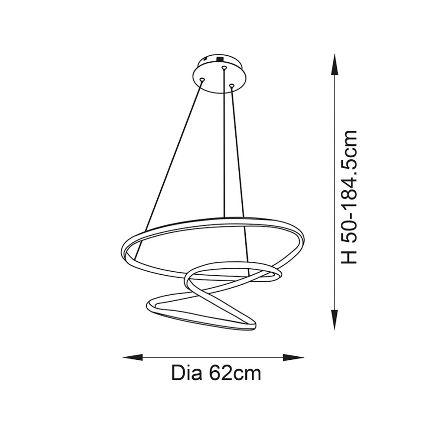Endon 97632 - LED полилей на кабел DUNE LED/47,5W/230V 3000K черен