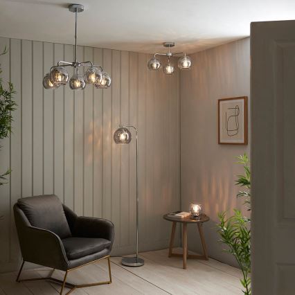 Endon 97971 - Полилей за повърхностен монтаж DIMPLE 3xE14/25W/230V лъскав хром/опушено сиво