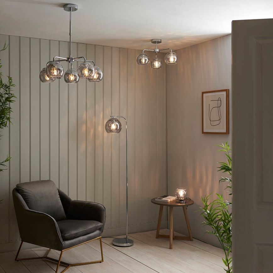 Endon 97971 - Полилей за повърхностен монтаж DIMPLE 3xE14/25W/230V лъскав хром/опушено сиво