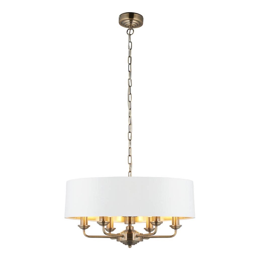 Endon 98933 - Пендел HIGHCLERE 6xE14/40W/230V бял/месинг