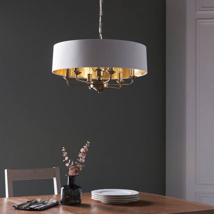 Endon 98933 - Пендел HIGHCLERE 6xE14/40W/230V бял/месинг