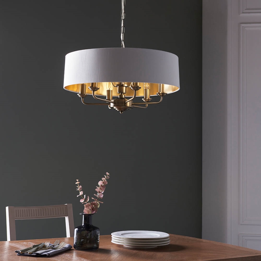 Endon 98933 - Пендел HIGHCLERE 6xE14/40W/230V бял/месинг