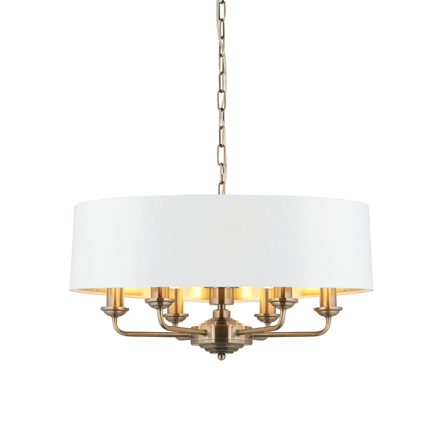 Endon 98933 - Пендел HIGHCLERE 6xE14/40W/230V бял/месинг
