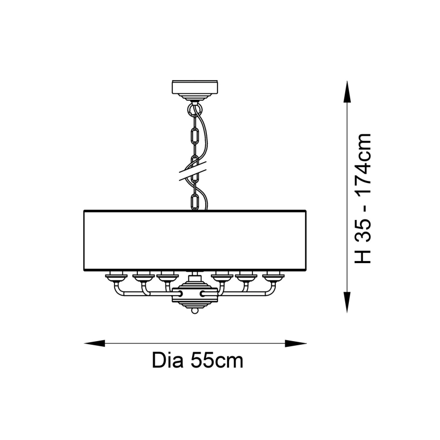 Endon 98933 - Пендел HIGHCLERE 6xE14/40W/230V бял/месинг
