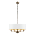 Endon 98933 - Пендел HIGHCLERE 6xE14/40W/230V бял/месинг Ø 55 cm