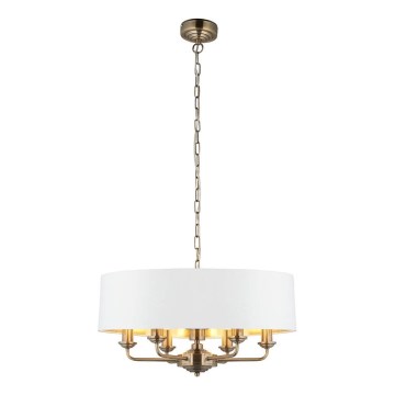 Endon 98933 - Пендел HIGHCLERE 6xE14/40W/230V бял/месинг Ø 55 cm