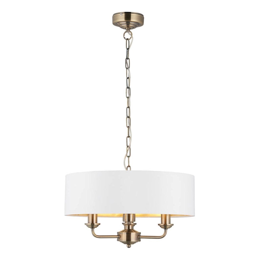 Endon 98934 - Пендел HIGHCLERE 3xE14/40W/230V бял/месинг Ø 45 cm
