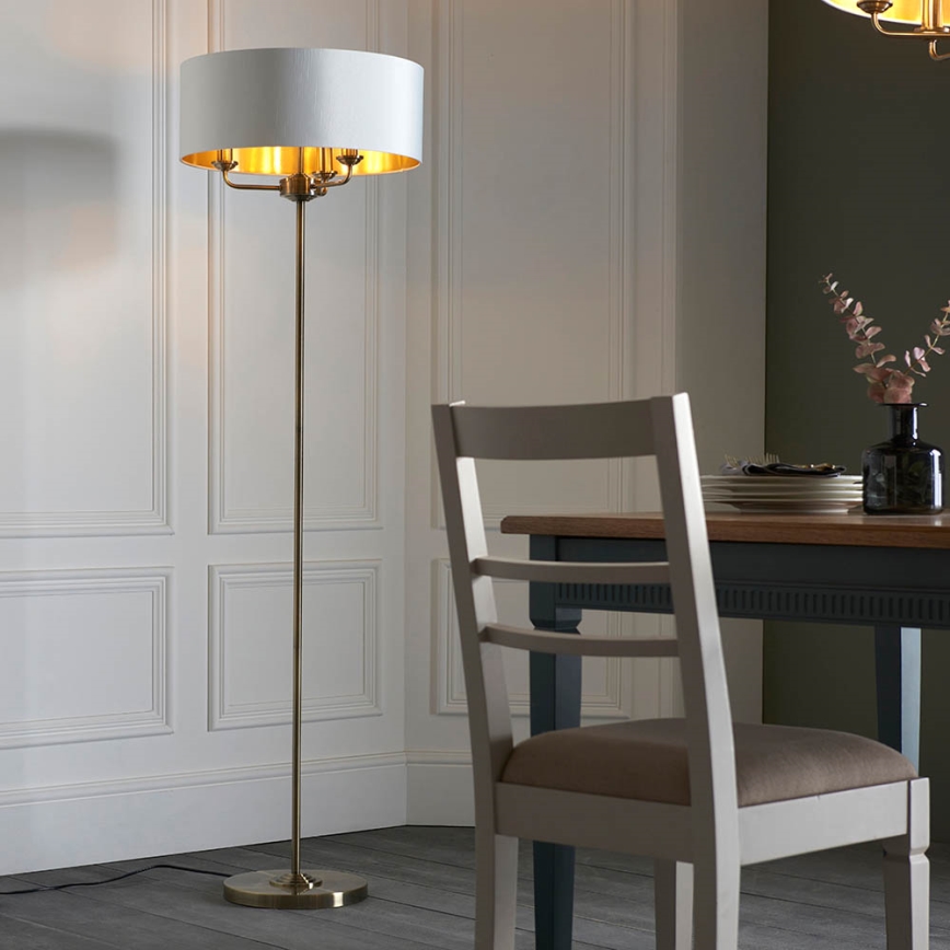 Endon 98935 - Лампион HIGHCLERE 3xE14/40W/230V бял/месинг Ø 47 cm