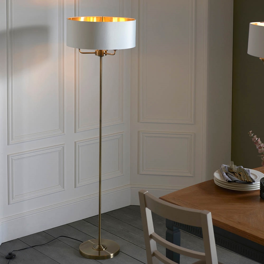 Endon 98935 - Лампион HIGHCLERE 3xE14/40W/230V бял/месинг Ø 47 cm