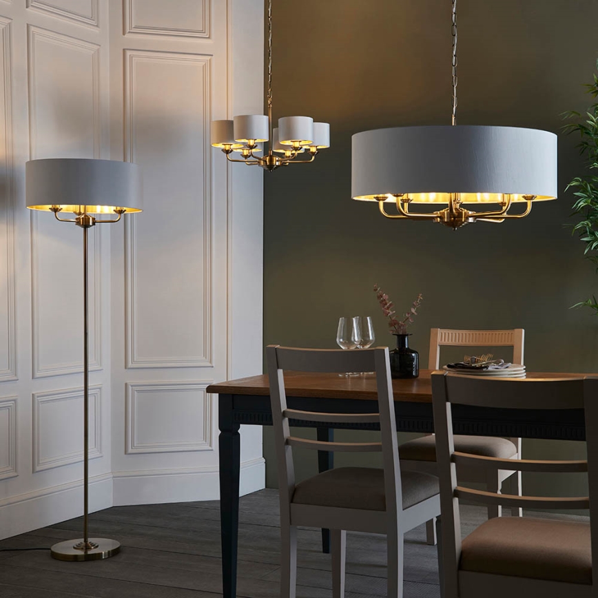 Endon 98935 - Лампион HIGHCLERE 3xE14/40W/230V бял/месинг Ø 47 cm