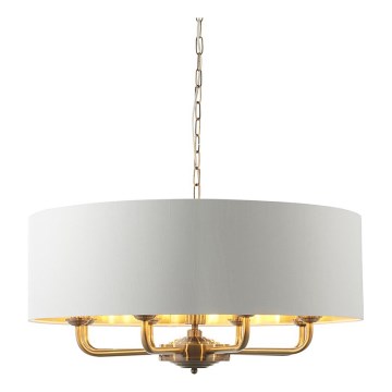 Endon 98938 - Полилей на верига HIGHCLERE 8xE14/40W/230V Ø 70 см бял/месинг